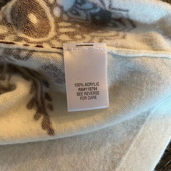 Apt. 9 Cream Henna Print Embellished Tunic Sweater sz L - Picture 5 of 6